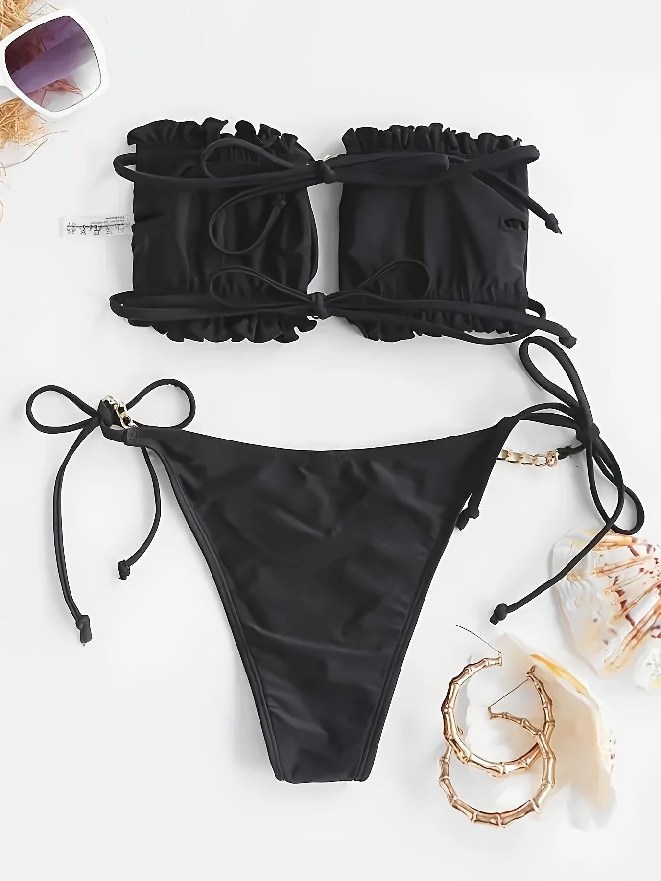 Split Bikini with Chain Strap Sexy Two-Piece Swimsuit